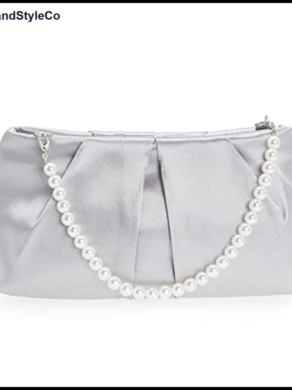 Pleated Satin Evening Clutch Wedding Party Formal Purse Removable Chain Strap